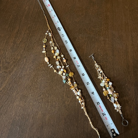 Multi Strand Stone Beaded Necklace Bracelet Set Jewlery - Picture 6 of 7